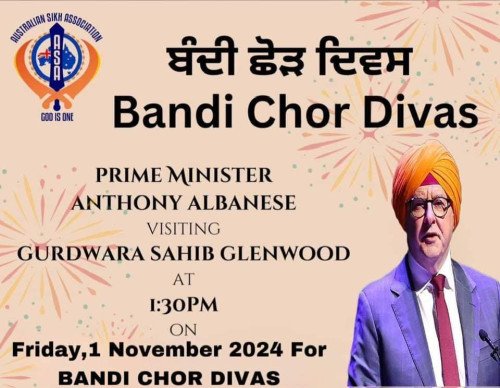 Prime Minister Anthony Albanese Pays Respects on Bandi Chhor Diwas at Gurdwara Sahib Glenwood