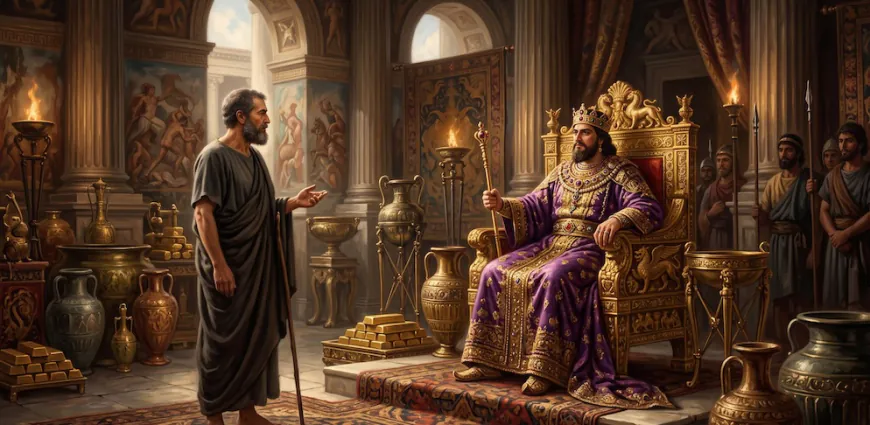 ਕਰੋਇਸਸ ਤੇ ਸੋਲਨ: ਸੱਚੀ ਖੁਸ਼ੀ ਅਤੇ ਹੰਕਾਰ ਦੀ ਕਹਾਣੀ - Croesus and Solon Story in Punjabi