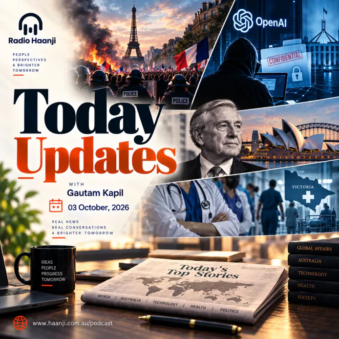 03 Oct -Today Updates - France Student Protests, OpenAI Data Leak & Vic Doctors Pay Deal - Gautam Kapil